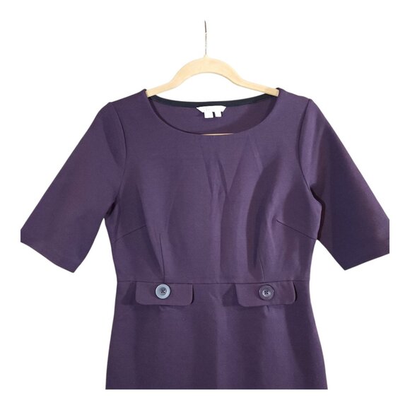 Boden Audrey Ponte Knit Sheath Dress in Plum Retro 60s Career Workwear Women's 8 - Picture 3 of 6